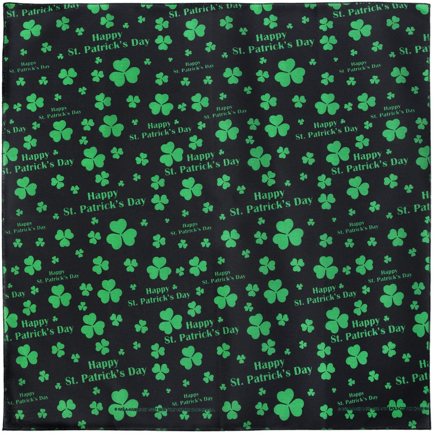 Happy St. Patrick's Day - Black Bandana 22×22 Inch - 12 pieces