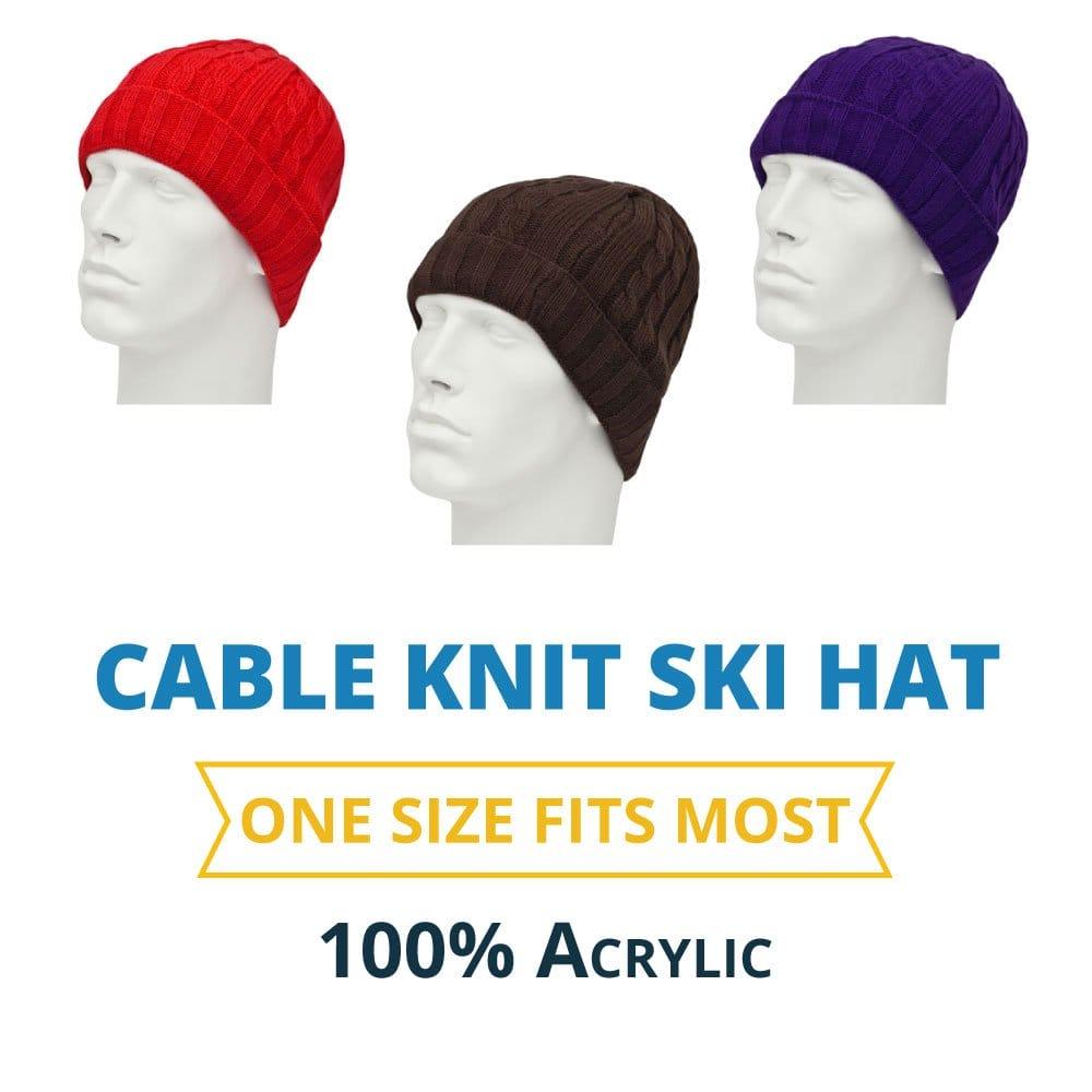 Womens Cable Knit Hat - Cuffed - Acrylic - Imported image