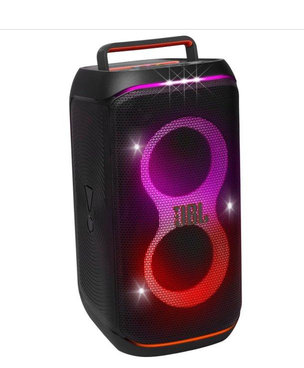 JBL PartyBox Club 120 - Portable Party Speaker with Foldable Handle, Powerful JBL Pro Sound, Futuristic lightshow, Up to 12 Hours of Play time, Splash Proof, Dual Mic & Guitar Inputs (Black) image