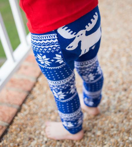 Blue Winter Moose Cotton Leggings image