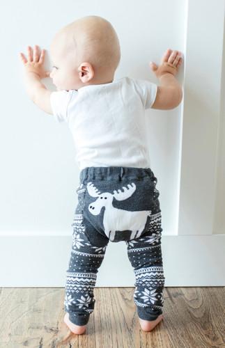 Gray Winter Moose Leggings image