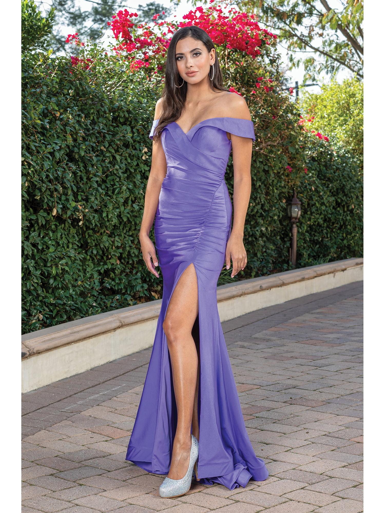 Off-the-Shoulder Ruched Gown with Sweetheart Neckline and High Side Slit Prom Dress - Style 4278 image