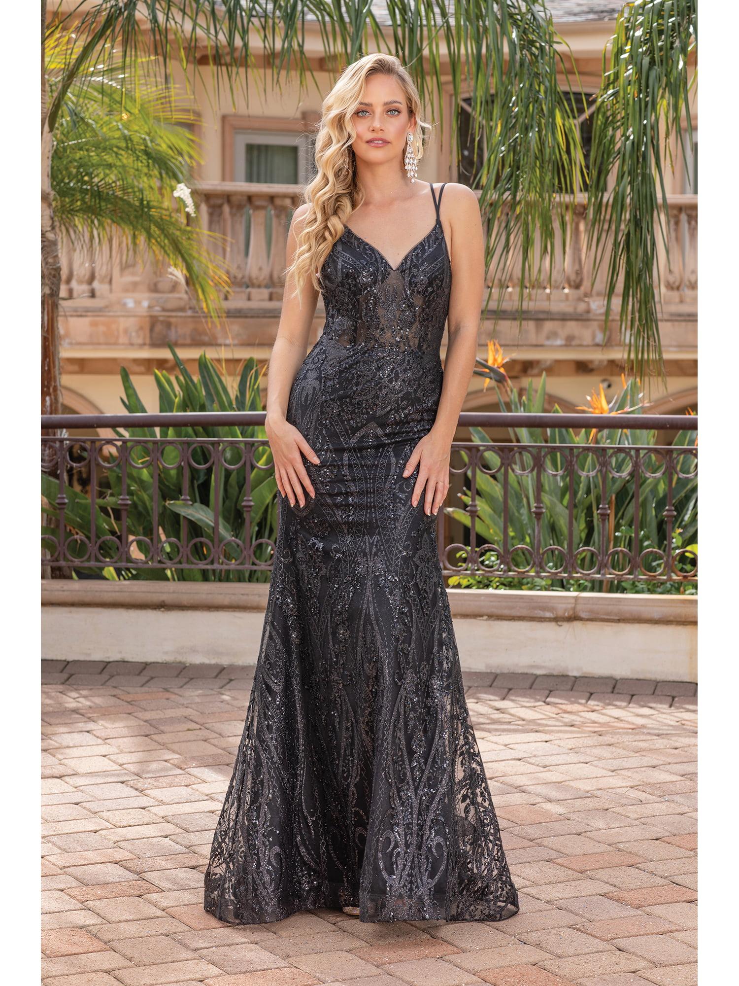 Lace Embroidered Gown with V-Neck and Spaghetti Straps prom Dress - Style 4336 image