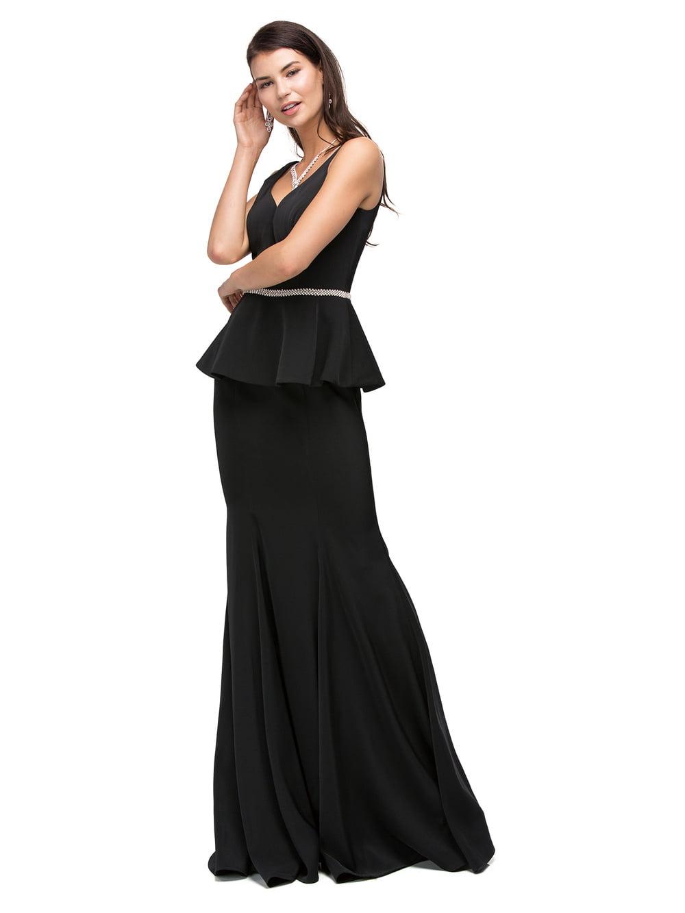 Sleeveless Peplum Gown with V-Neckline, Crystal Embellished Waist and Flowing Mermaid Skirt Prom Dress - Style 9750 image