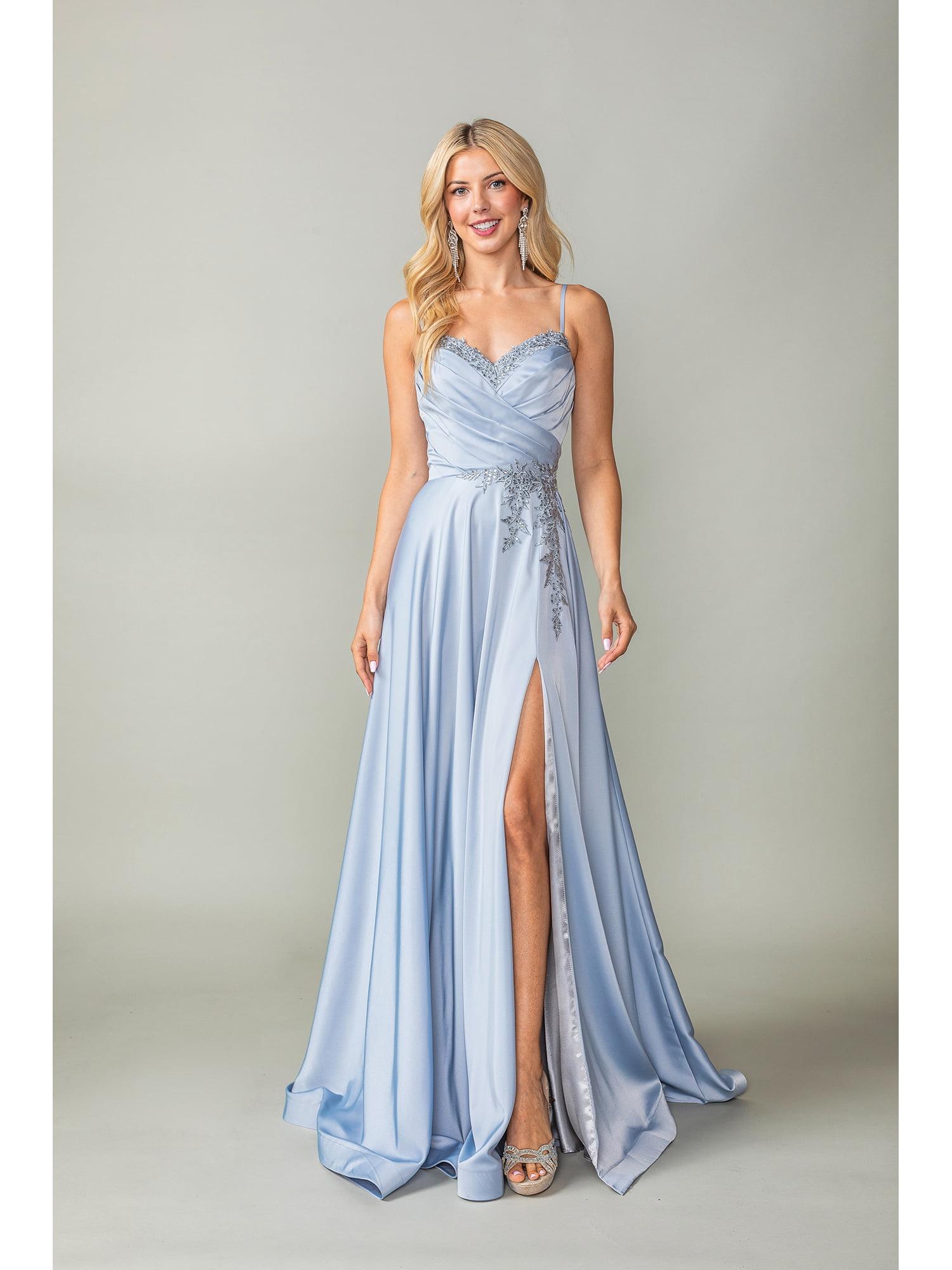 Satin Ball Gown with Embroidered Waist and Lace-up Back Prom Dress - Style 4391 image