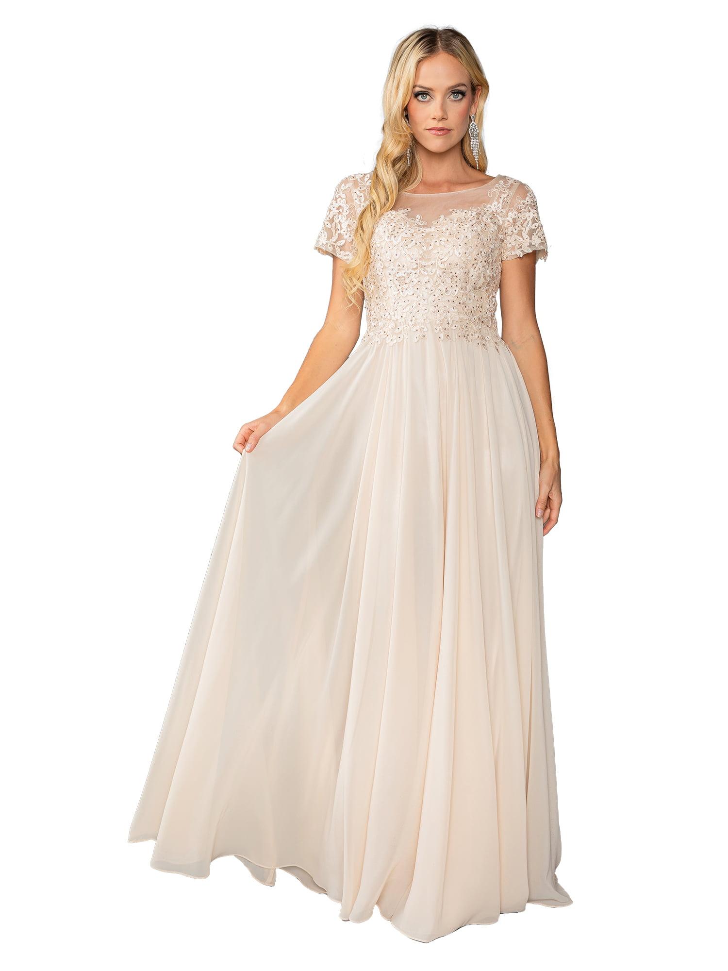 Elegant Short Sleeve Prom Dress with Intricate Beaded Bodice and Sheer Overlay, Featuring a Flowing A-Line Skirt for a Graceful Silhouette - Style 4433 image