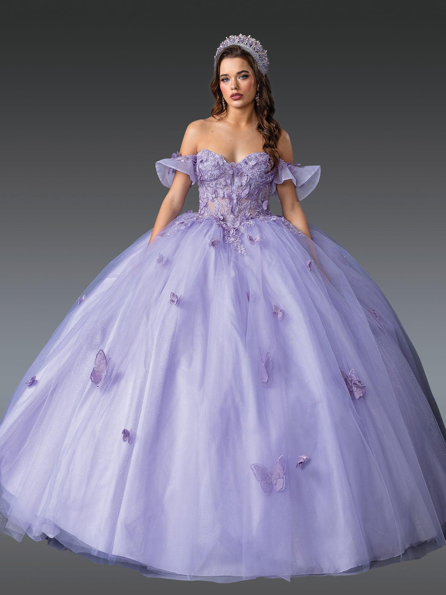 Elegant Off-Shoulder Gown with Embroidered Bodice, Butterfly Appliques, and Tulle Skirt for Quinceanera Quinceanera Dress - Style 1911