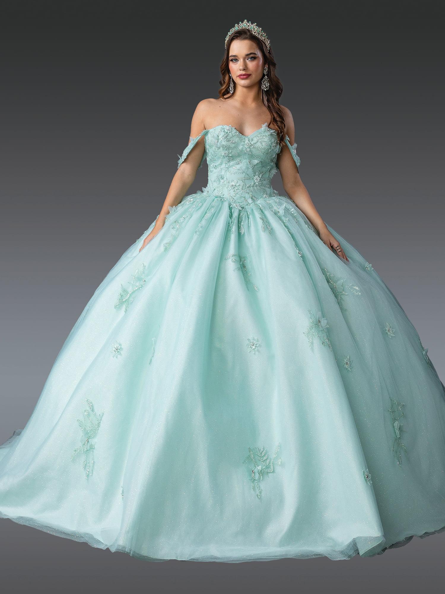 Elegant Sweetheart Neckline Ball Gown Quinceañera Dress with Floral Appliques and Sheer Overlay Quinceanera Dress - Style 1922