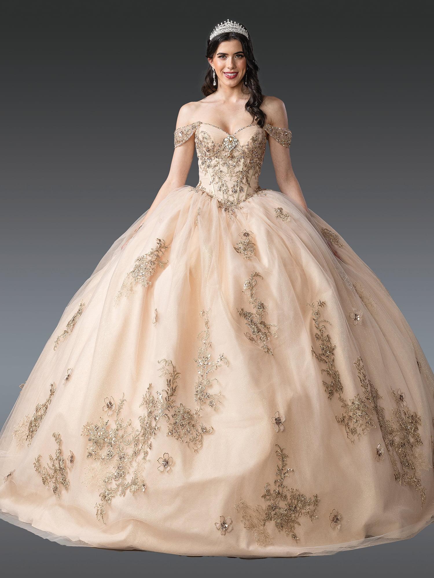 Exquisite Off-the-Shoulder Quinceanera Dress with Intricate Embroidery and Beaded Bodice, Featuring a Full Tulle Skirt Adorned with Floral Appliques and Delicate Details - Style 1943 image
