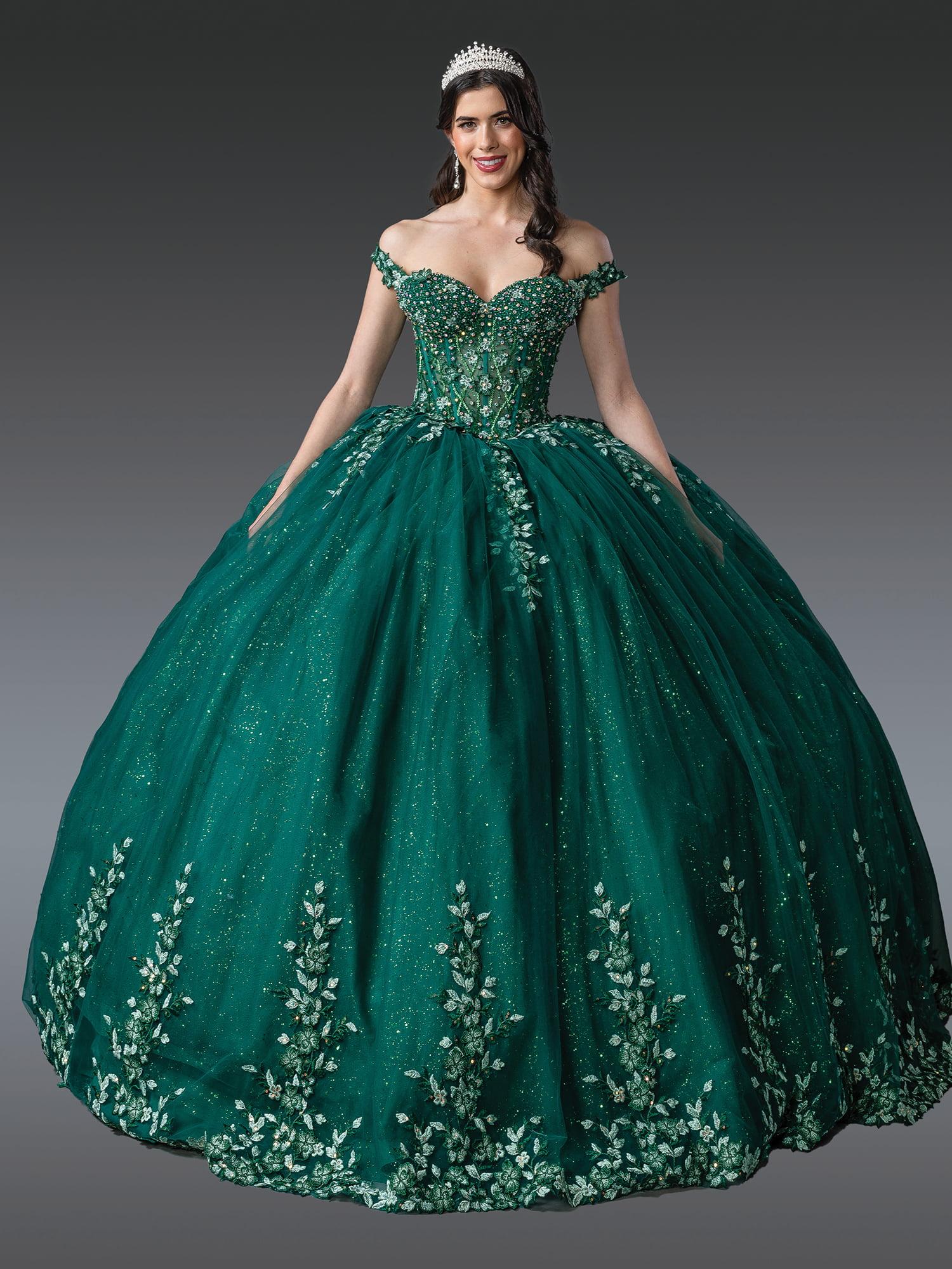 Magnificent Off-Shoulder Ball Gown Quinceanera Dress with Floral Appliques and Glitter Accents QUINCEANERA dress - Style 1955