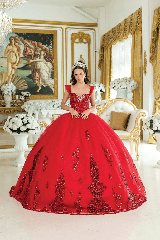Stunning Off-the-Shoulder Quinceanera Dress with Beaded Bodice and Intricate Embellishments, Featuring a Full Tulle Skirt Adorned with Detailed Appliques and a Matching Tiara - Style 1941 image