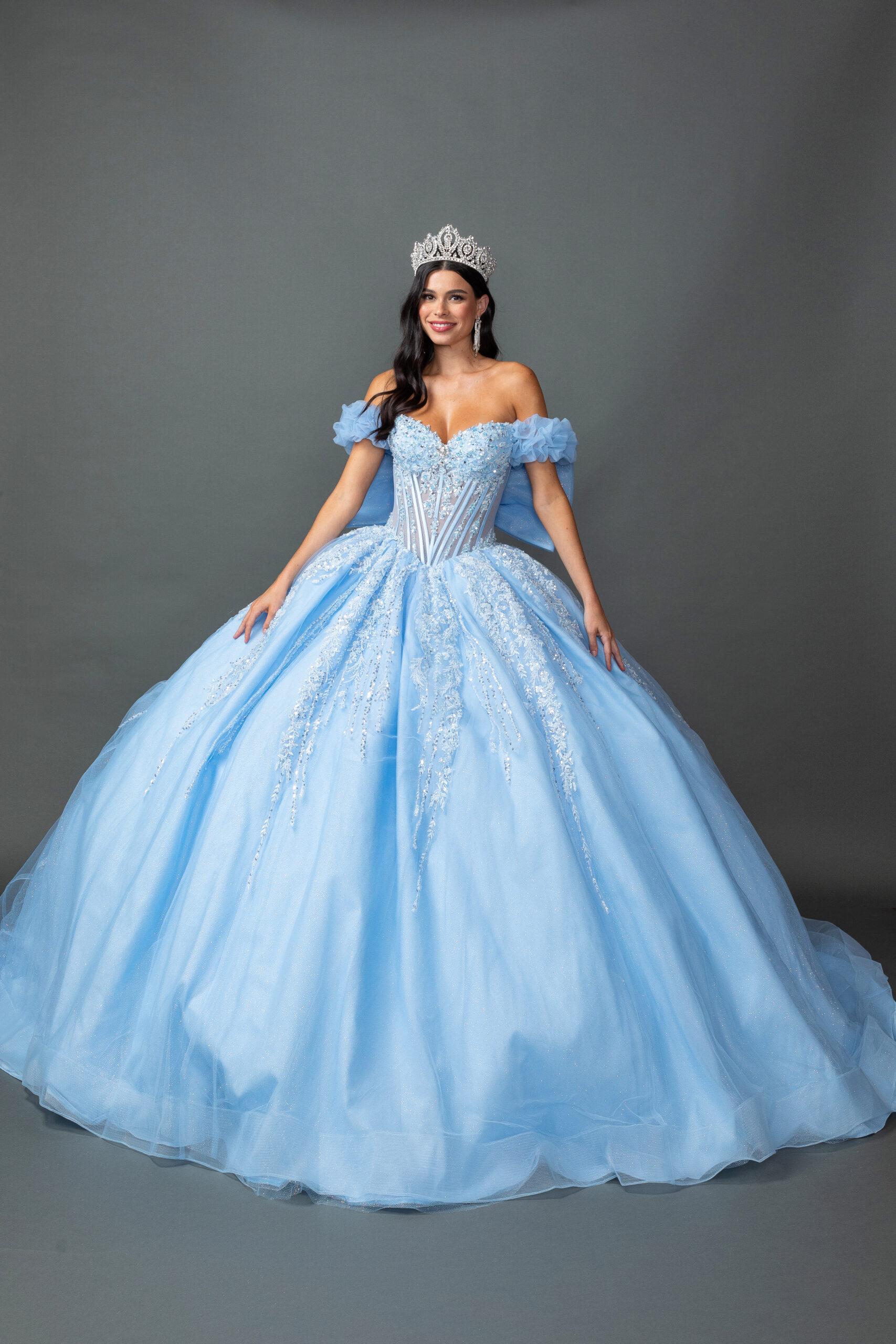 Off-Shoulder Sweetheart Corset Ball Gown Quinceanera Dress with 3D Floral Applique, Beaded Embellishments, and Layered Tulle Skirt - Style 5160 image