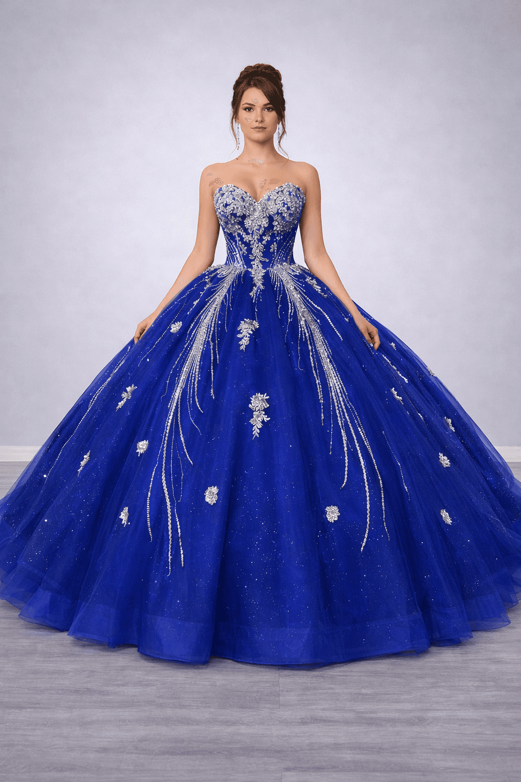 Off-Shoulder Sweetheart Beaded Corset Bodice Layered Tulle Ball Gown with Embroidered Applique and Full Skirt Quinceanera Dress - Style 5183 image