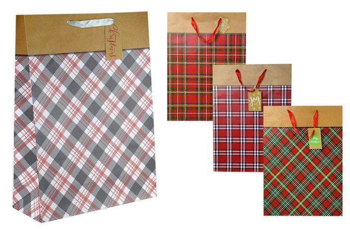 Christmas Gift Bag (Plaid) (Jumbo, 13x18x5 Inch) image