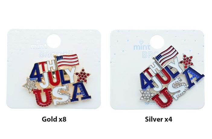 Rhinestone Pin (July 4th USA) (UPC Stickers Attached) image