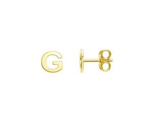 14K Yellow Gold Yours Truly Initial G Stud Earrings image