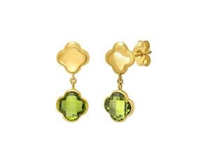 14K Yellow Gold Peridot Clover Gem Earrings image