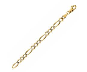 Solid Pave Figaro Chain in 14K Yellow Gold (4.70 mm)