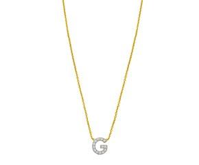 14K Yellow Gold Mini Diamond G Initial Pendant Necklace image