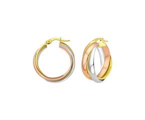 14K Tri Color Gold Woven Hoop Earrings image