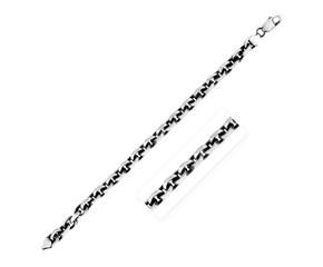 Sterling Silver Gunmetal Finish Oval Link Bracelet (7.70 mm) image