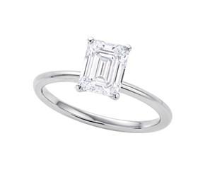 1 1/2 Carat Emerald Lab Grown IGI G/VS1 Diamond Solitaire Ring in 10K White Gold