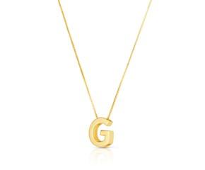 14K Yellow Gold Yours Truly Block Letter Initial G Necklace image