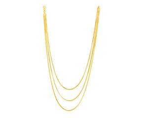14k Yellow Gold Three Strand Herringbone Chain Necklace