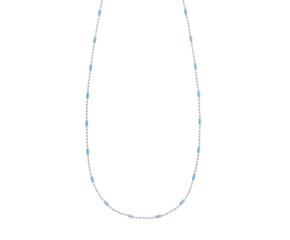 Sterling Silver Rhodium Plated Blue Enamel Beaded Necklace image