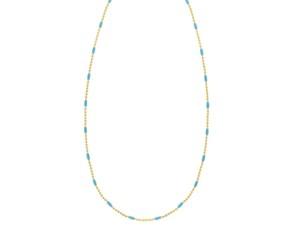Sterling Silver Gold Plated Blue Enamel Beaded Necklace image