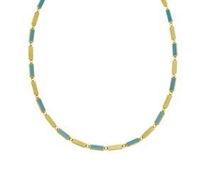 14K Yellow Gold Turquoise Rectangle Links Necklace (3.50 mm) image