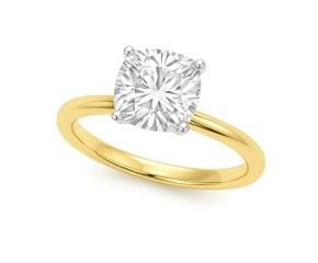 2 Carat Cushion Lab Grown IGI G/VS1 Diamond Solitaire Ring in 14K Yellow Gold