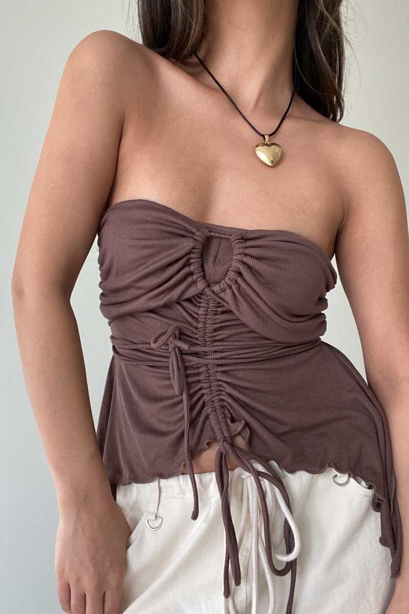 Multi Tie Top With Asymmetric Hemline (C2616T) image