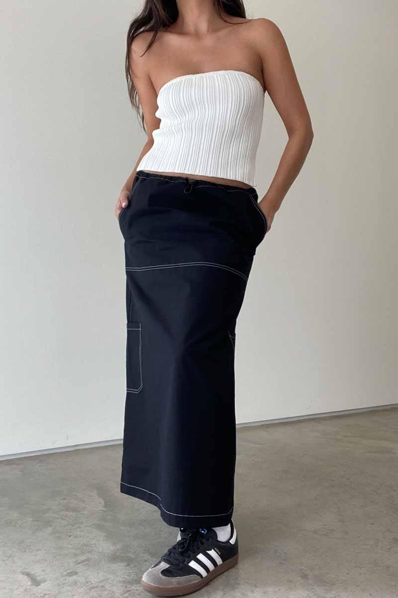 Cargo Midi Skirt W/ Contrast Stitch Detail (C3889S) image