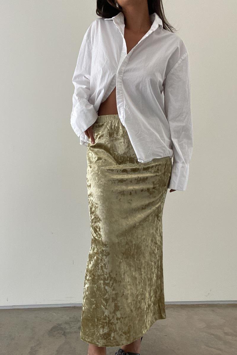 Crushed Velvet Midi Skirt (C3993S)