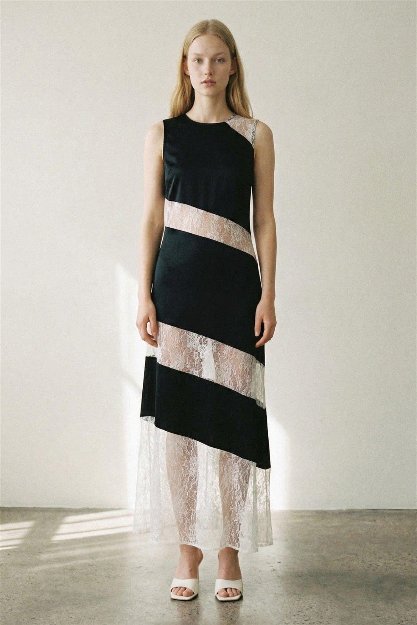 Floral Satin Lace Dress (C6174D) image