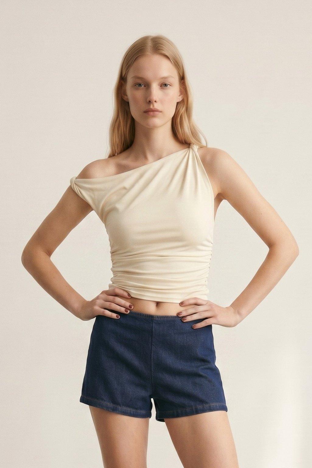 Knit Cropped Fitted Top (C6672T-1) image