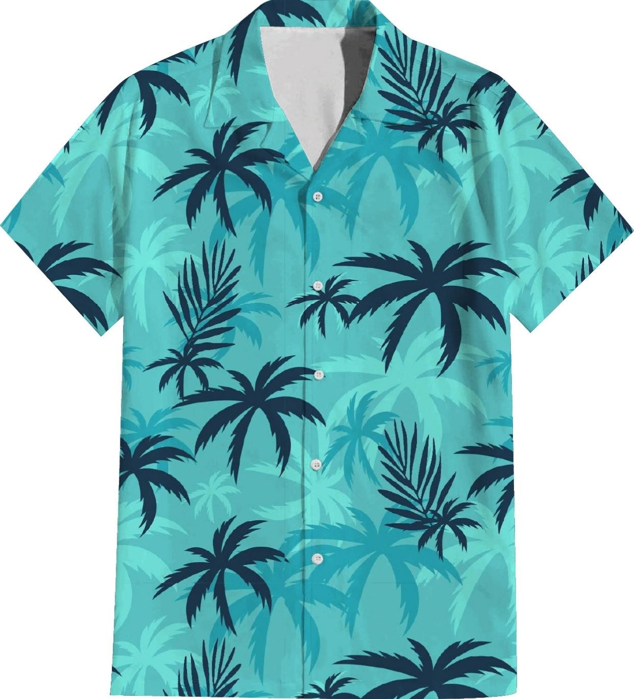 Hawaiian Shirts Plus Size Beachwear Clothing - Turquoise Blue (Pack of 12) image