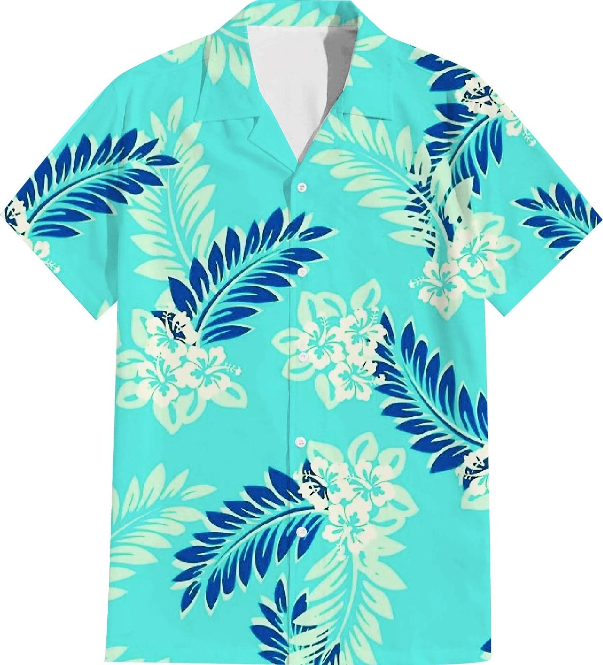 Hawaiian Shirts Plus Size Beachwear Clothing - Turquoise (Pack of 12) image