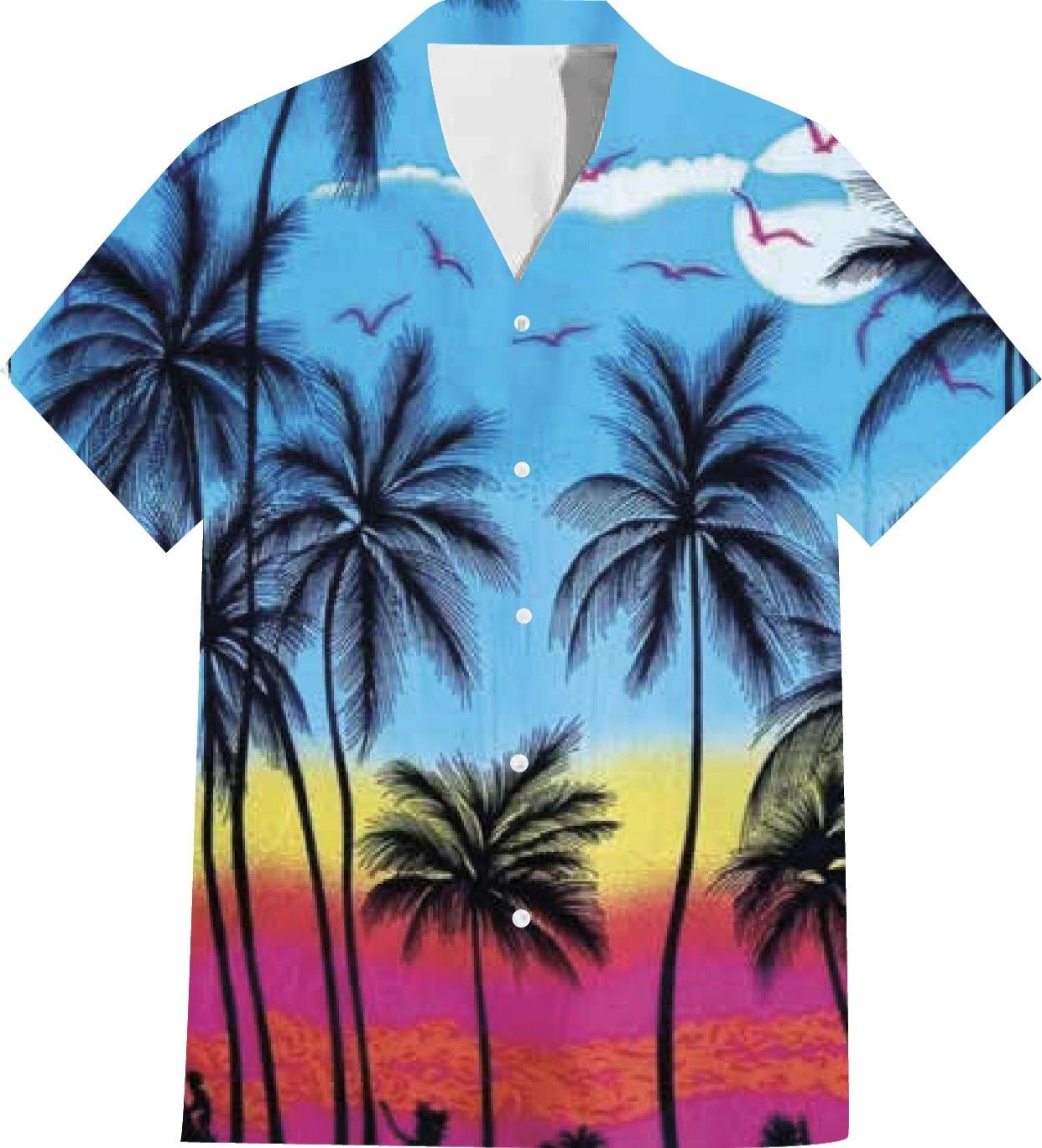 Hawaiian Shirts Plus Size Beachwear Clothing - Sky Blue (Pack of 12)