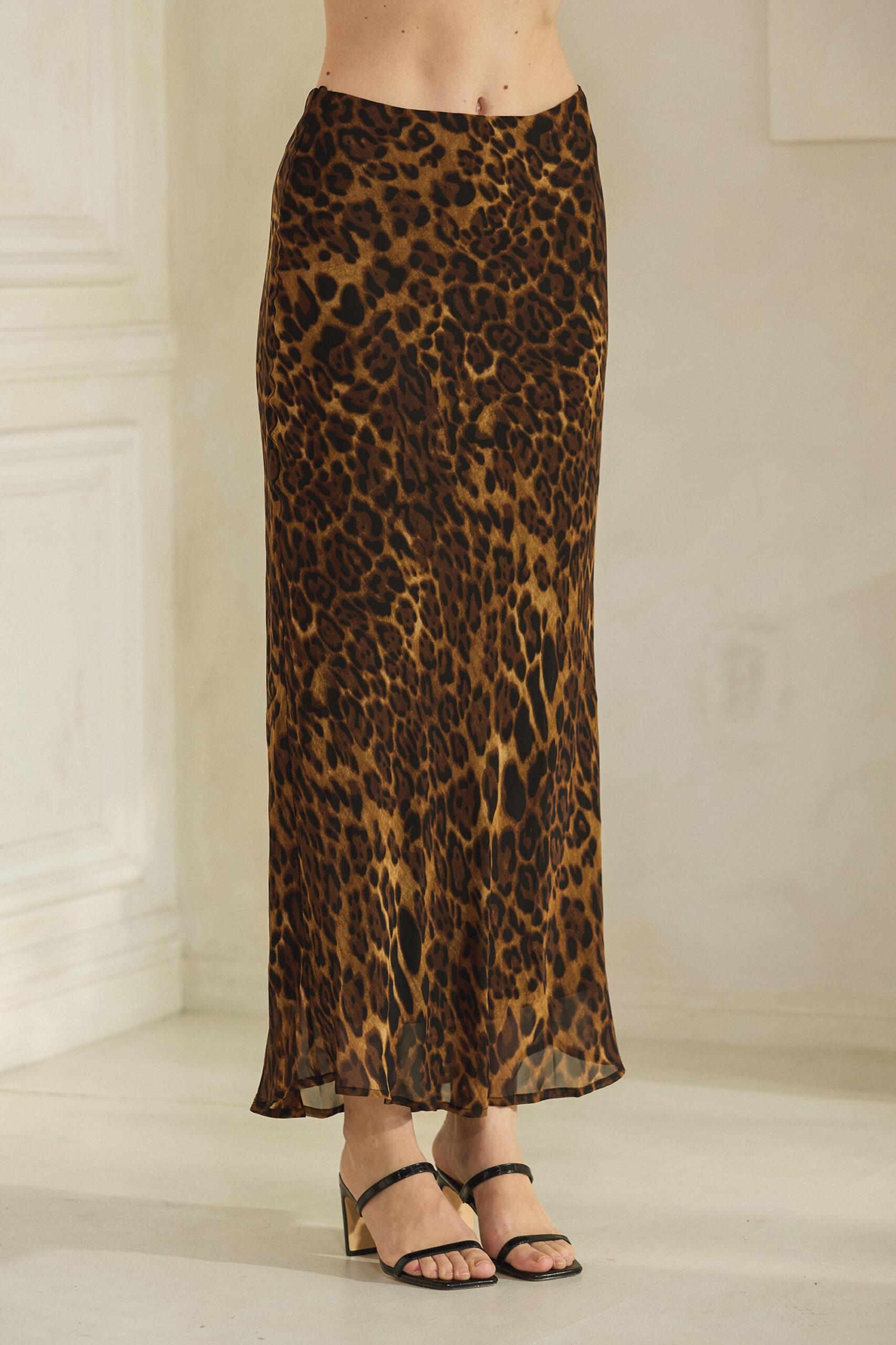 MB1664 - Chiffon leopard skirt (Restock)