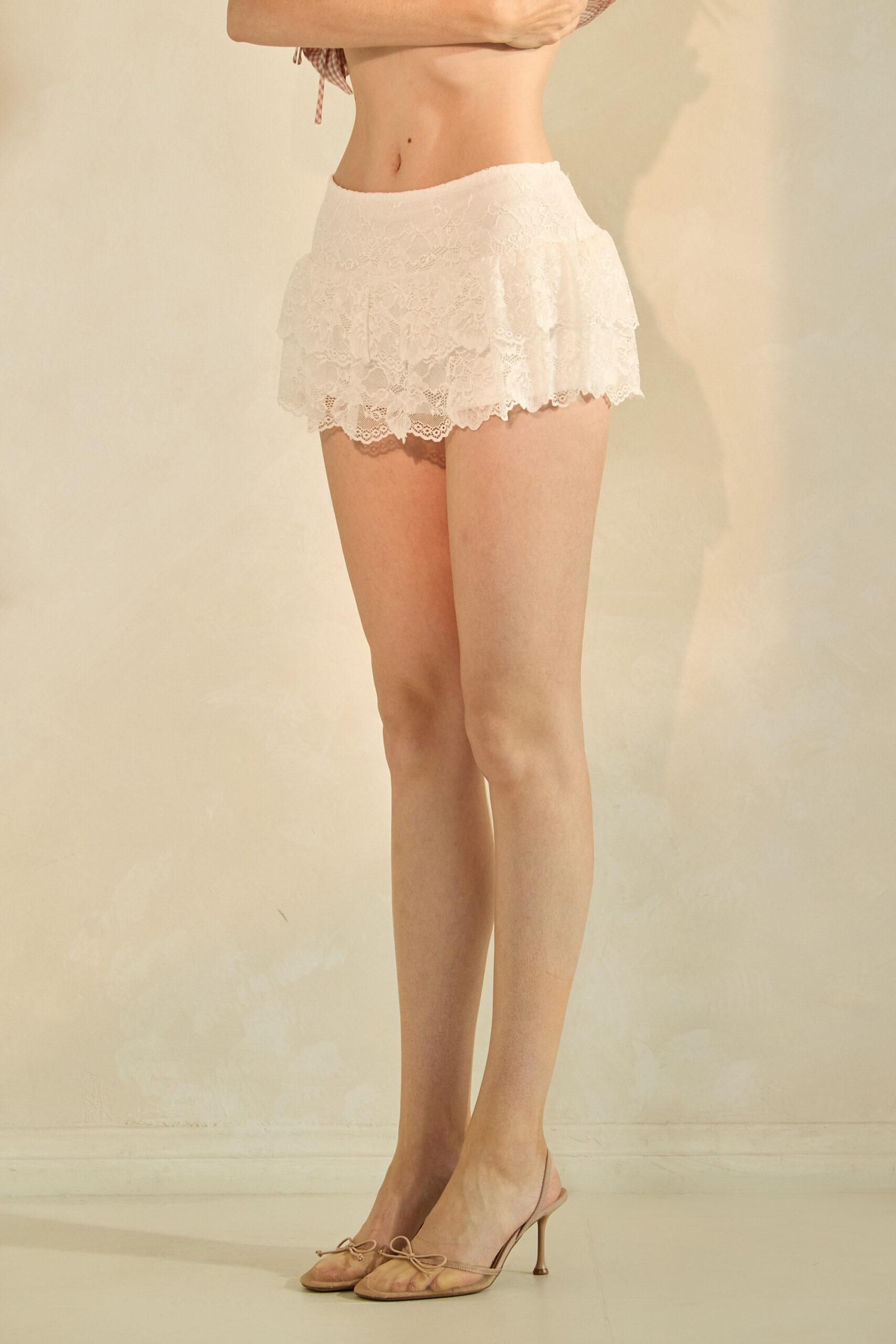 MB2379 - Lace ruffle mini skirt