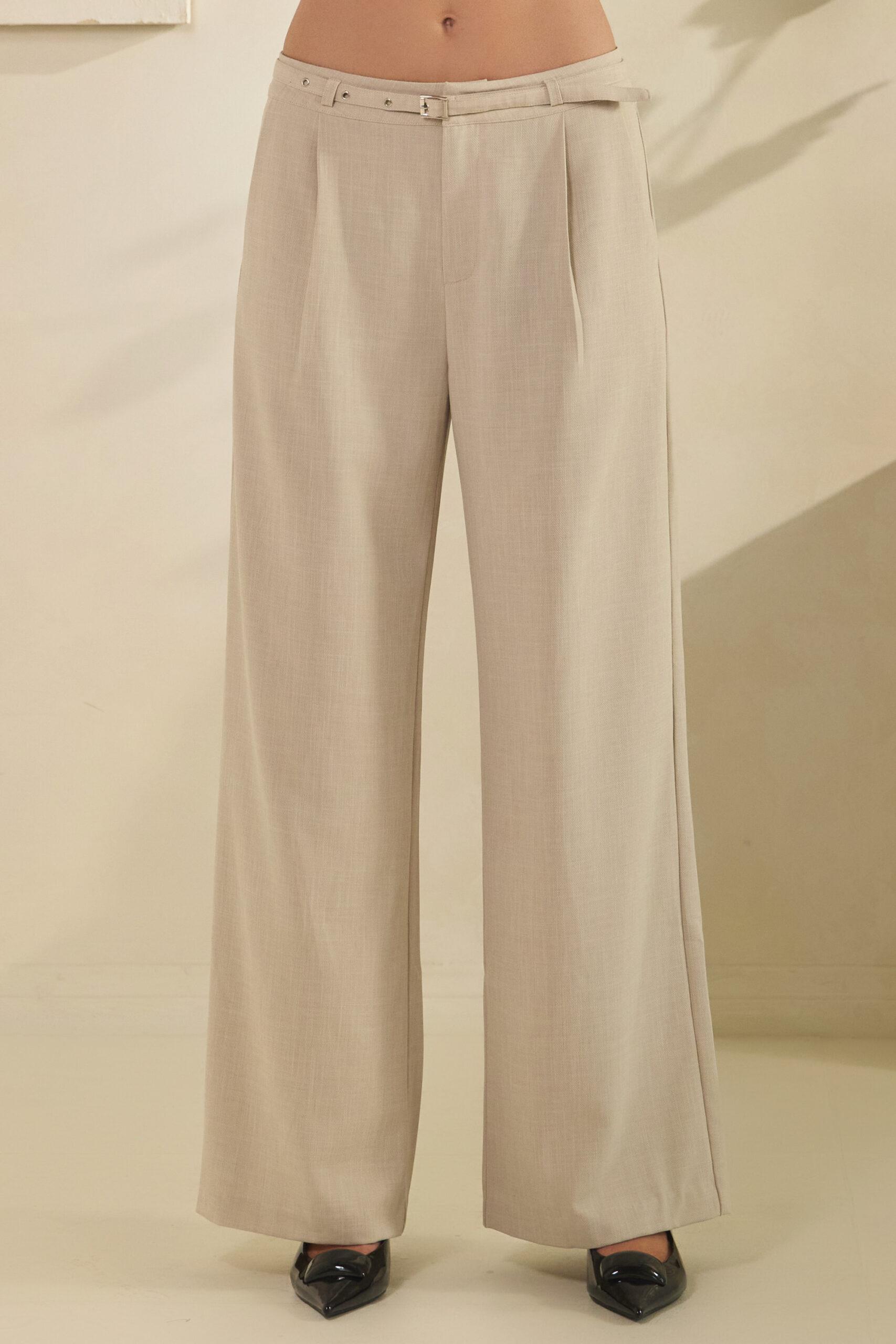 MB2816 - Pleated Wide Leg Trousers with Belt