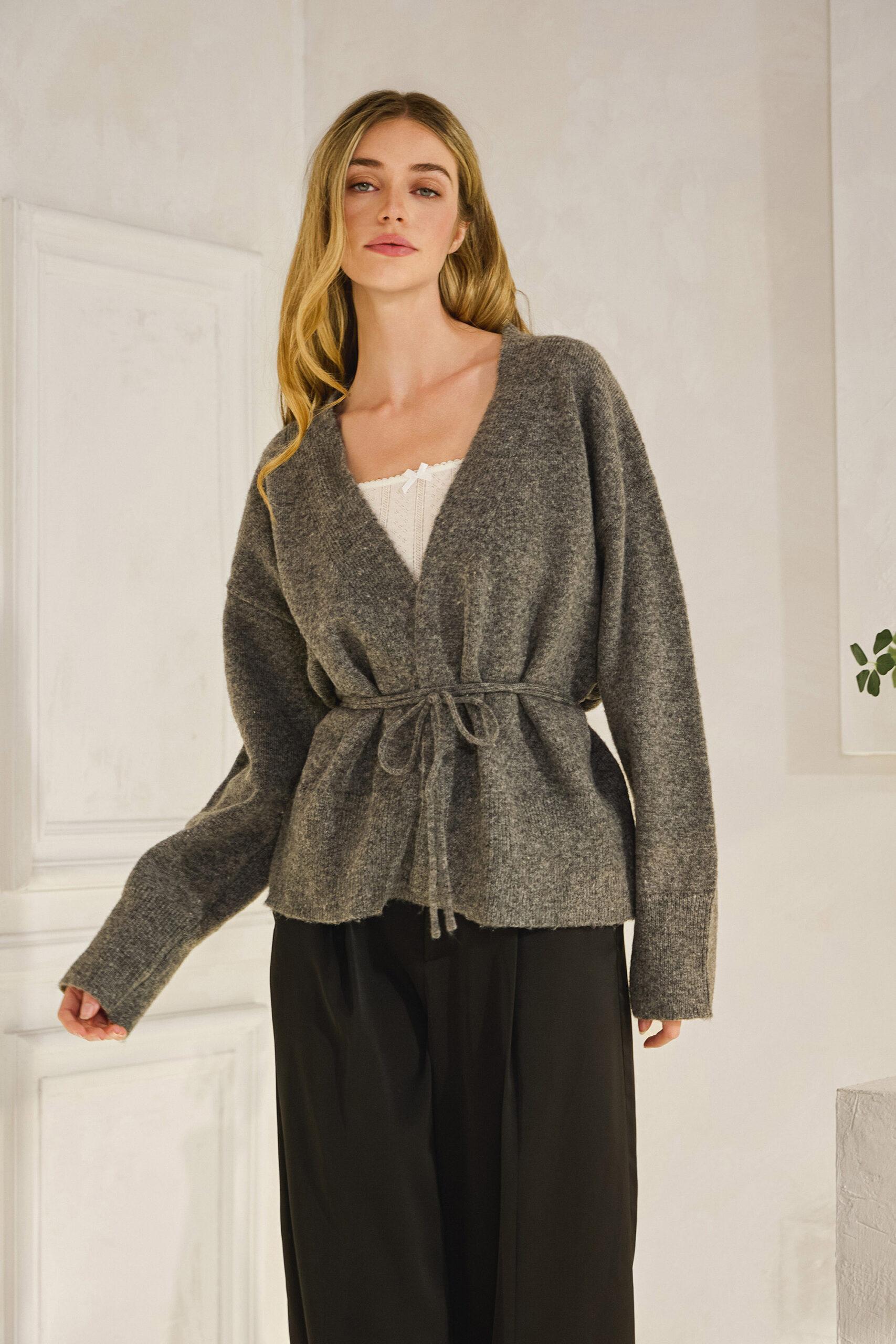 MJS2901 - Soft Knit Tie Waist Cardigan