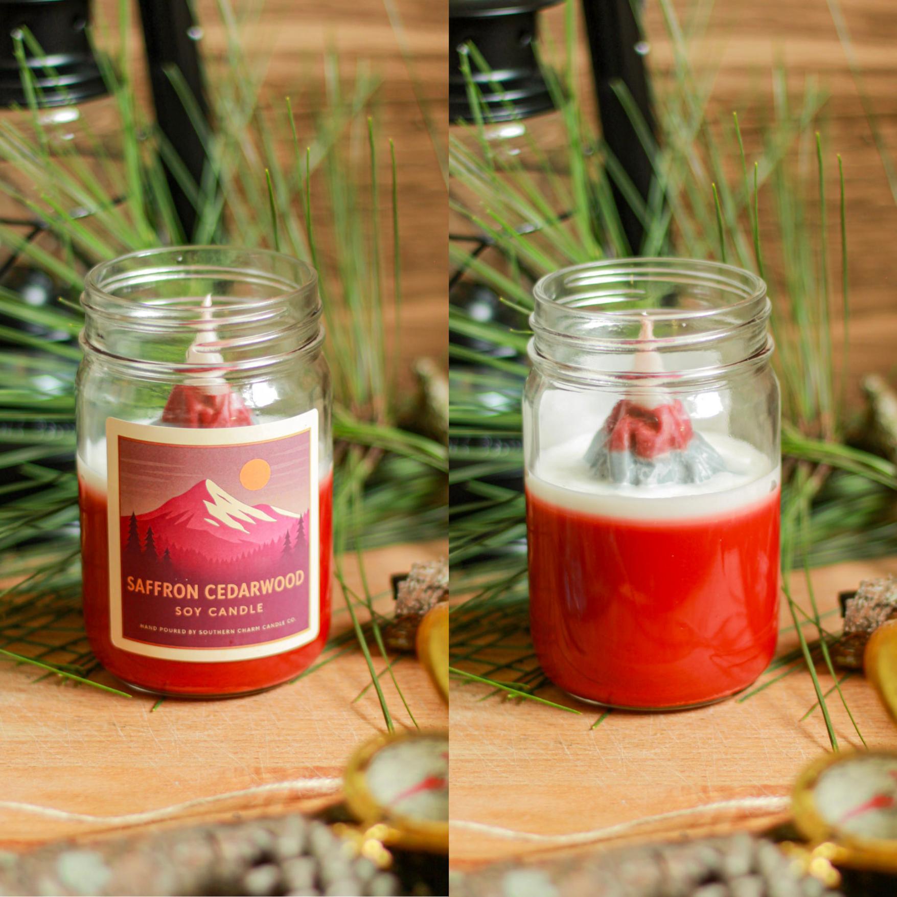 SAFFRON CEDARWOOD SOY WAX HAND POURED CANDLE 12 OZ image
