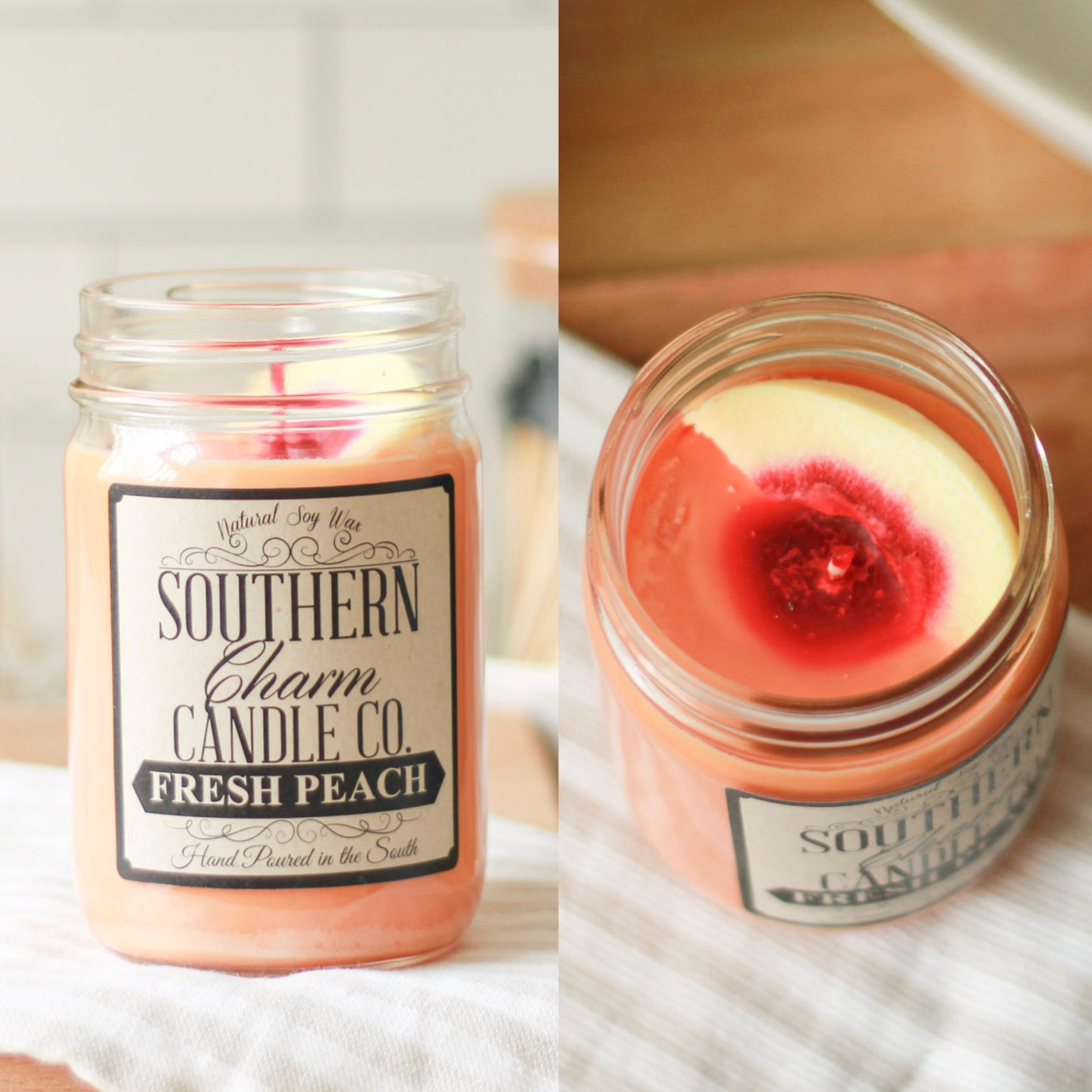 FRESH PEACH SOY WAX HAND POURED CANDLE 12 OZ image