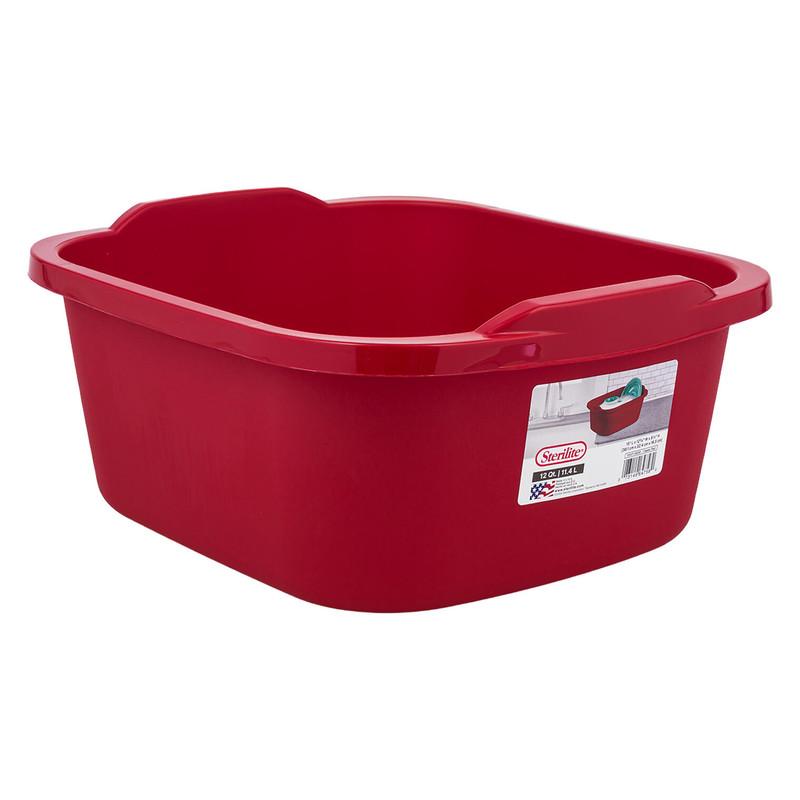 Sterilite Standard Sink Dish Washing Storage Pan, 12 Qt, Red image
