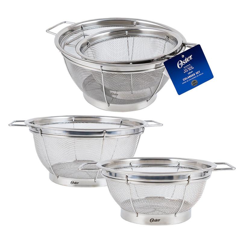 Oster Baldwyn 2-Piece Round Stainless Steel Mesh Colander Set image