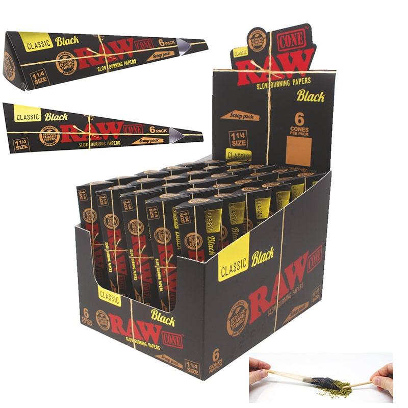 RAW® Black Scoop Pack Cones 1 1/4 6pk – 30 / Display image