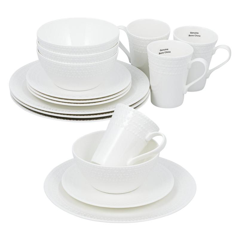 Bone China Dinnerware Set, Dotted, 16 Pieces image